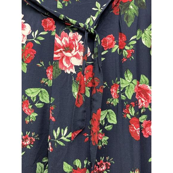 Ambiance Apparel Flowy Pants Womens Plus Size 3X Blue Floral Belted Cropped - Picture 6 of 7